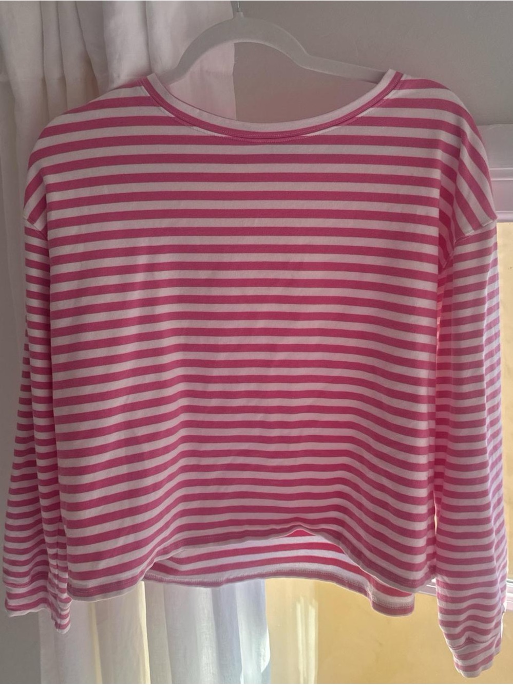 FANCY Pink & White Striped Long Sleeve Top